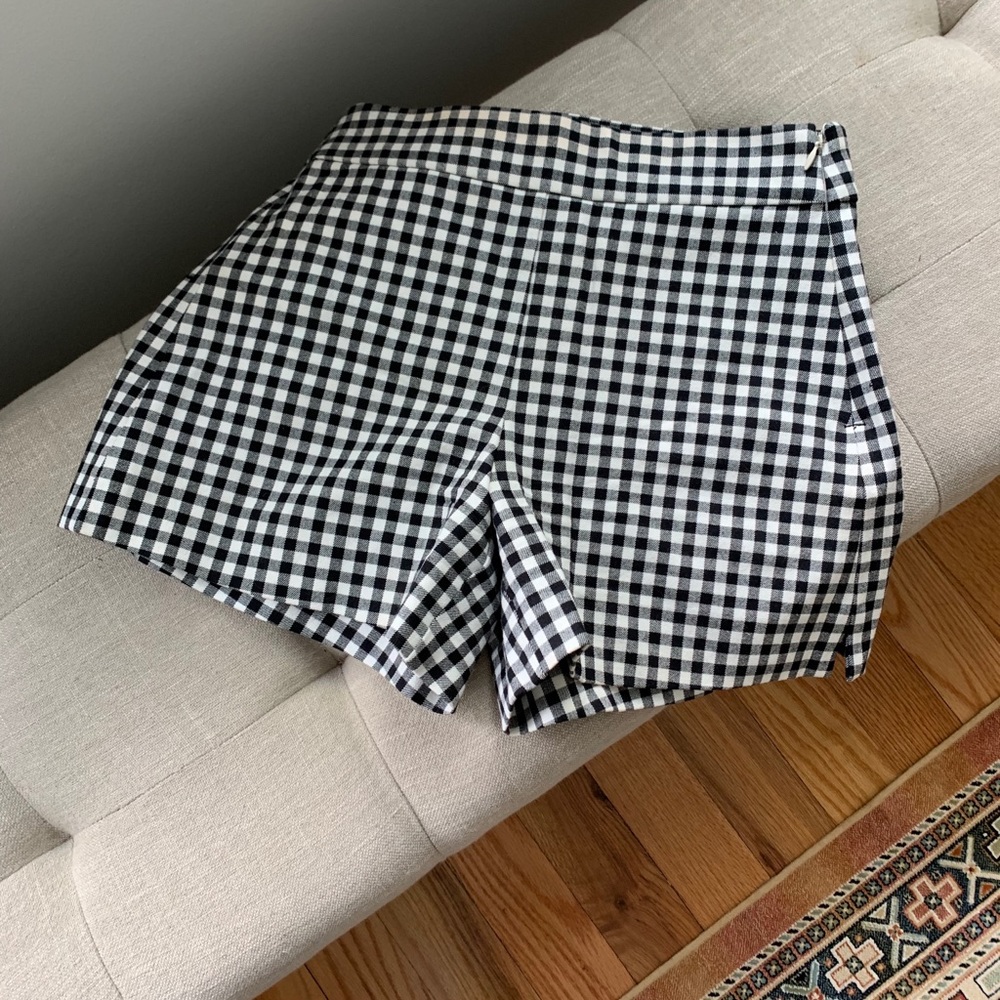 Gap Navy and White Gingham High Waisted Shorts